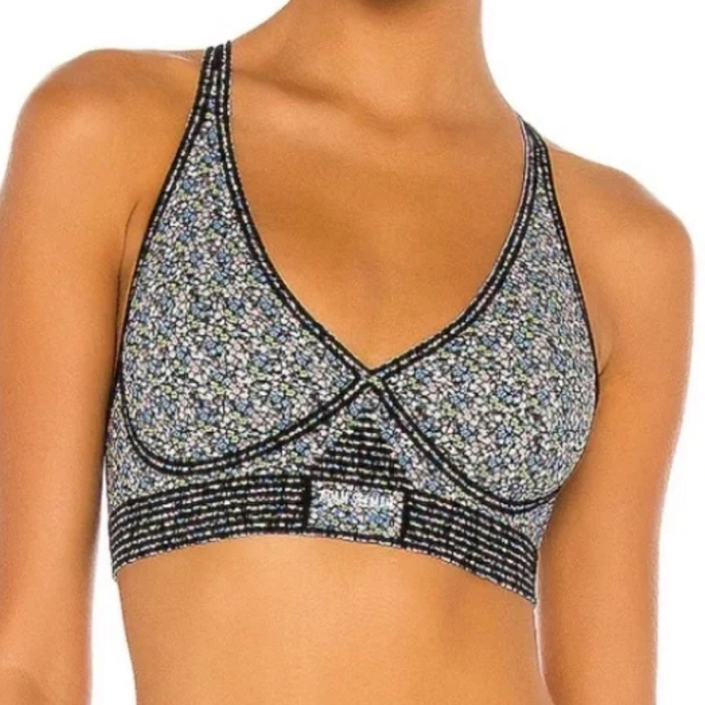 Adam Selman Sport- Multicolored Floral Banded Adjustable Sports Bra - Picture 2 of 4